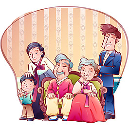 傳統韓國一家人