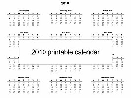 免費打印2010日歷
