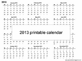 2013打印日歷模板