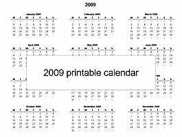 2009打印日歷模板