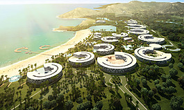 太平洋海灘上的建筑