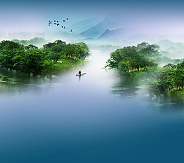 深藍(lán)古風(fēng)背景