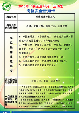 建筑工人崗位安全告知卡