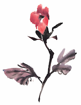 玫瑰花水墨畫