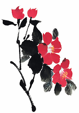 桃花水墨畫