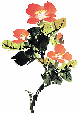 桃花水墨畫