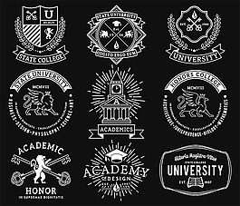 大學徽標圖標設計矢量素材