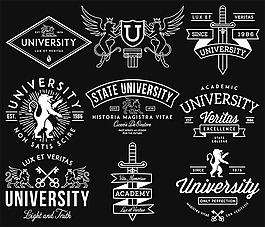 大學徽標圖標設計矢量素材