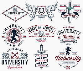 大學徽標圖標設計矢量素材