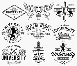 大學徽標圖標設計矢量素材