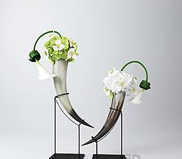牛角花藝擺件3d模型