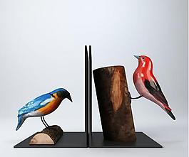 中式小鳥書擋3d模型