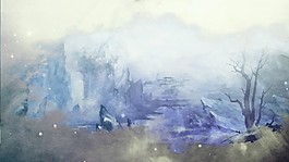 高清國風(fēng)樓閣水墨背景壁紙下載