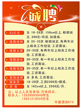 酒店招聘海報圖片