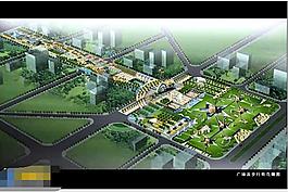 城市大型广场鸟瞰效果图