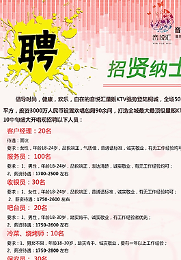 娛樂會所招聘X展架圖片