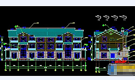 双拼别墅建筑施工图cad