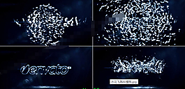水流碰撞水花飛濺后logo出現(xiàn)又消散