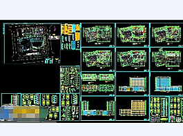國(guó)際酒店雙子樓建筑cad施工圖紙