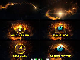 華麗的金色魔法粒子logo揭示片頭