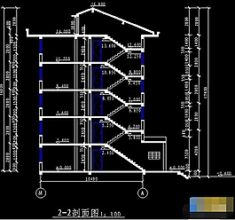 多層住宅建筑剖面cad施工圖