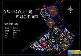 綜合市場(chǎng)及物流cad規(guī)劃總平面圖紙