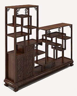 中式博古架装饰柜3d模型
