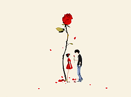 男孩女孩玫瑰花圖片