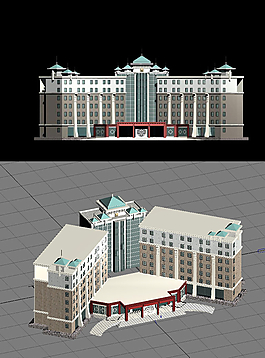辦公樓3D模型圖片