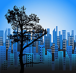 城市建筑群 樹木圖片