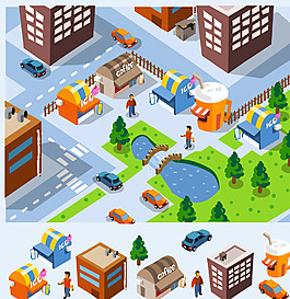 卡通城市建筑圖片