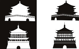 西安鐘樓矢量圖圖片