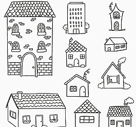 手繪房屋設計矢量素材圖片