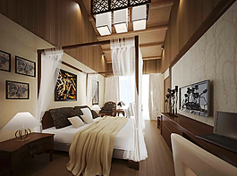 賓館標準單人間效果圖圖片