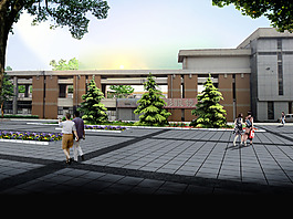 学校广场铺装绿化