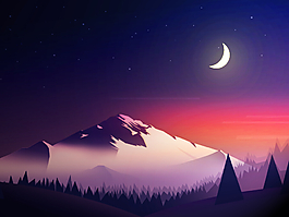 夜晚山林