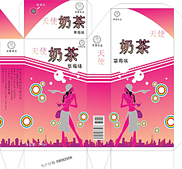 奶茶包裝平面展開圖圖片