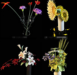 植物盆栽鮮花3d模型下載
