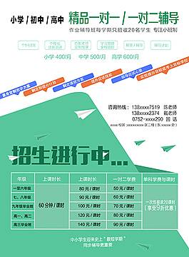 培訓班招生宣傳單背面PSD高清