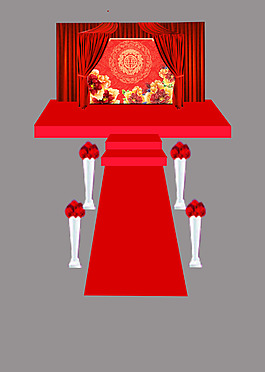 紅色中式婚禮舞臺