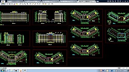 V型的辦公樓結構CAD建筑施工圖紙