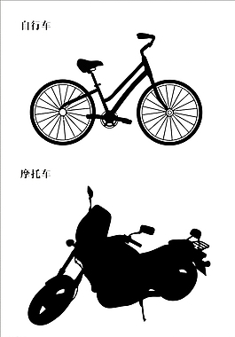 自行車摩托車剪影圖片