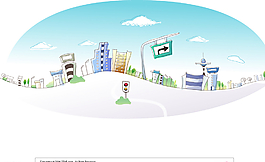 抽象城市矢量插畫(huà)圖片