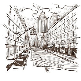 素描城市建筑圖片