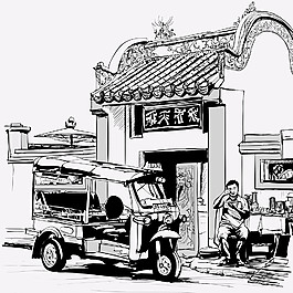 手繪建筑圖片