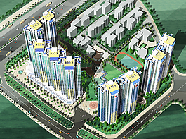 社区建筑鸟瞰图图片