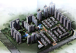 居住区建筑鸟瞰图设计图片