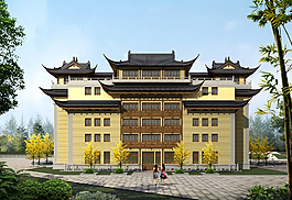 寺廟3D 效果圖圖片