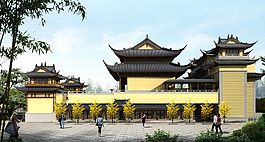 寺廟3D效果圖圖片