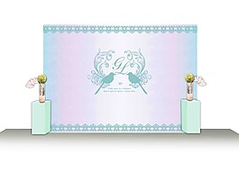 婚禮設(shè)計(jì)迎賓區(qū)簽到區(qū)效果圖藍(lán)色浪漫